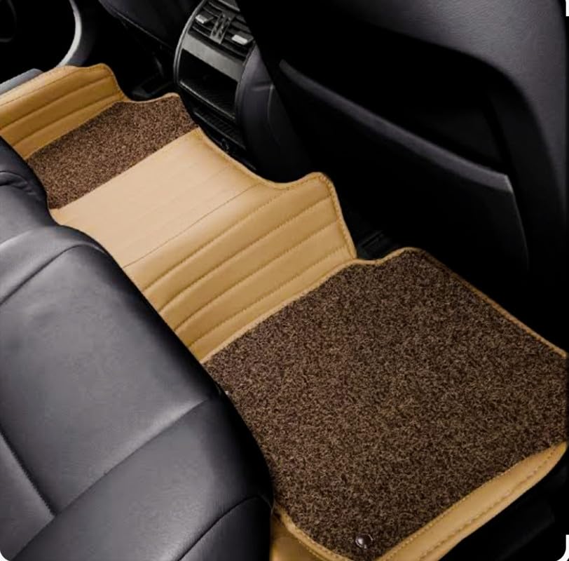 Image of MINANSH 9D Premium Leatherette Car Foot Mat Luxurious & Elegant Look | 100% Waterproof and Dust Proof | Custom Fitted 9D Car Floor Tray Mat for Tata Harrier EV 2026 (Full Beige)