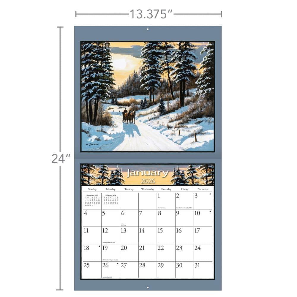 Lang, Calendario de pared 2026 de Lure of The Outdoors por Bill Saunders