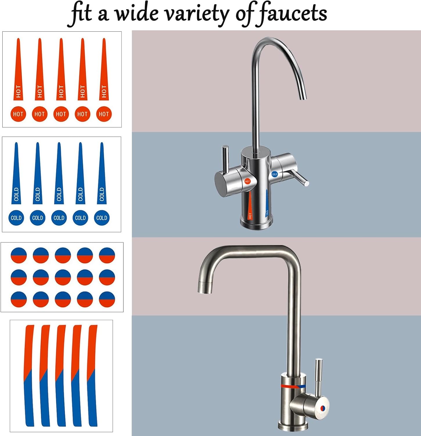 Faucet Stickers Hot and Cold Stickers for Faucet Waterproof Hot and Cold Indicator Bathroom Faucet Stickers Hot and Cold Signs for Kitchen Bathroom Hotel School Restaurant (40)