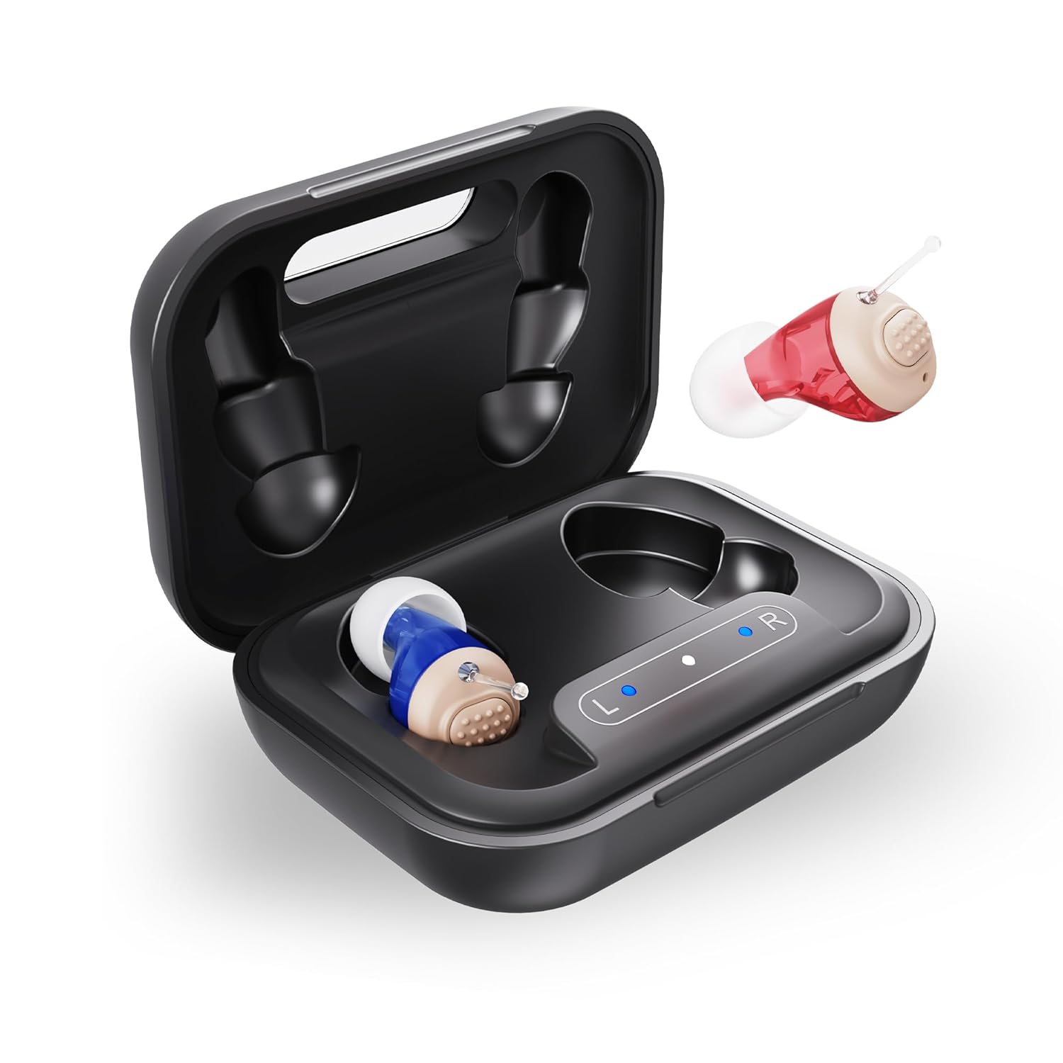 Hearing Aids for Seniors - iadr Hearing Aids for Adults with Advanced Noise Cancellation - Easy Volume Control with Portable Charging Case