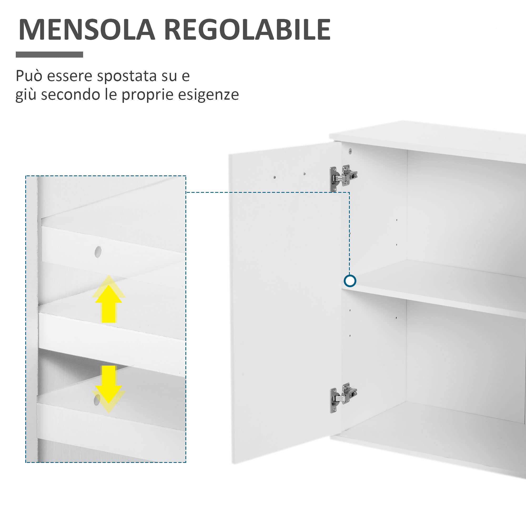 HOMCOM Armadietto da Ufficio 3 Armadietti 2 Cassetti Legno 106x35x76cm Bianco