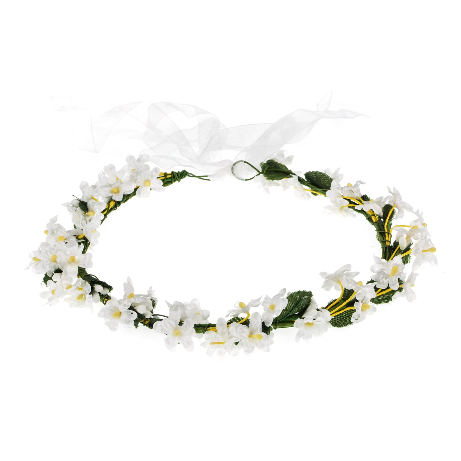 Nature Flower Crown Fruit Headband Boho Garland Wedding Photo Prop (A-White)