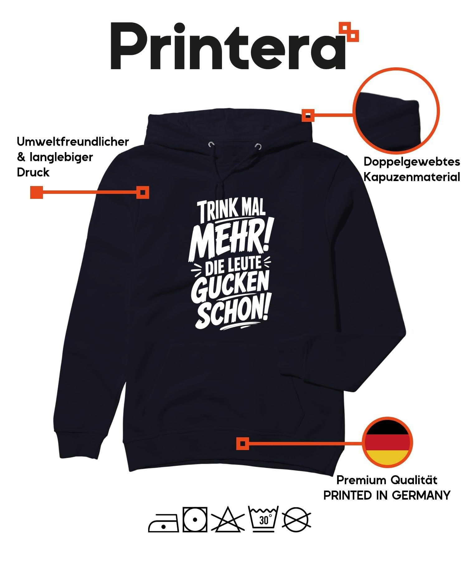 Trink mal mehr Die Leute Statement Hoodie