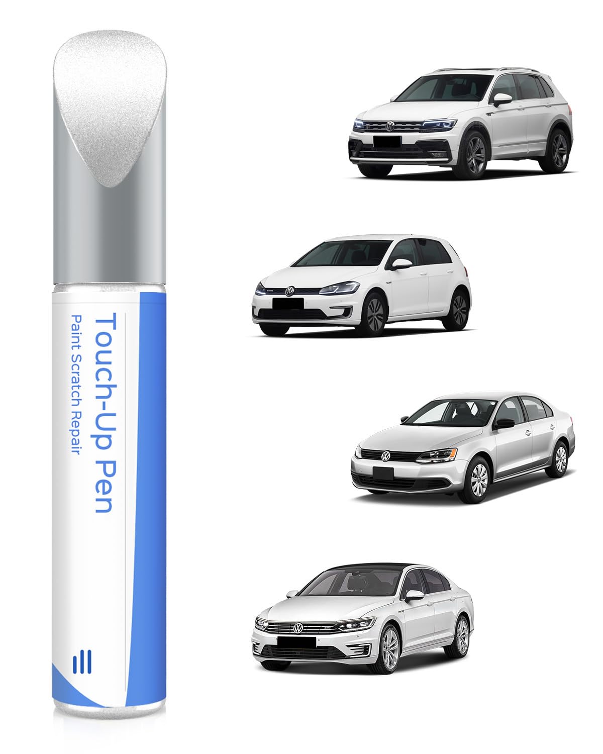 LC9A/0Q Lápiz de retoque blanco puro compatible con VW / Volkswagen, coincidencia exacta para chips y arañazos