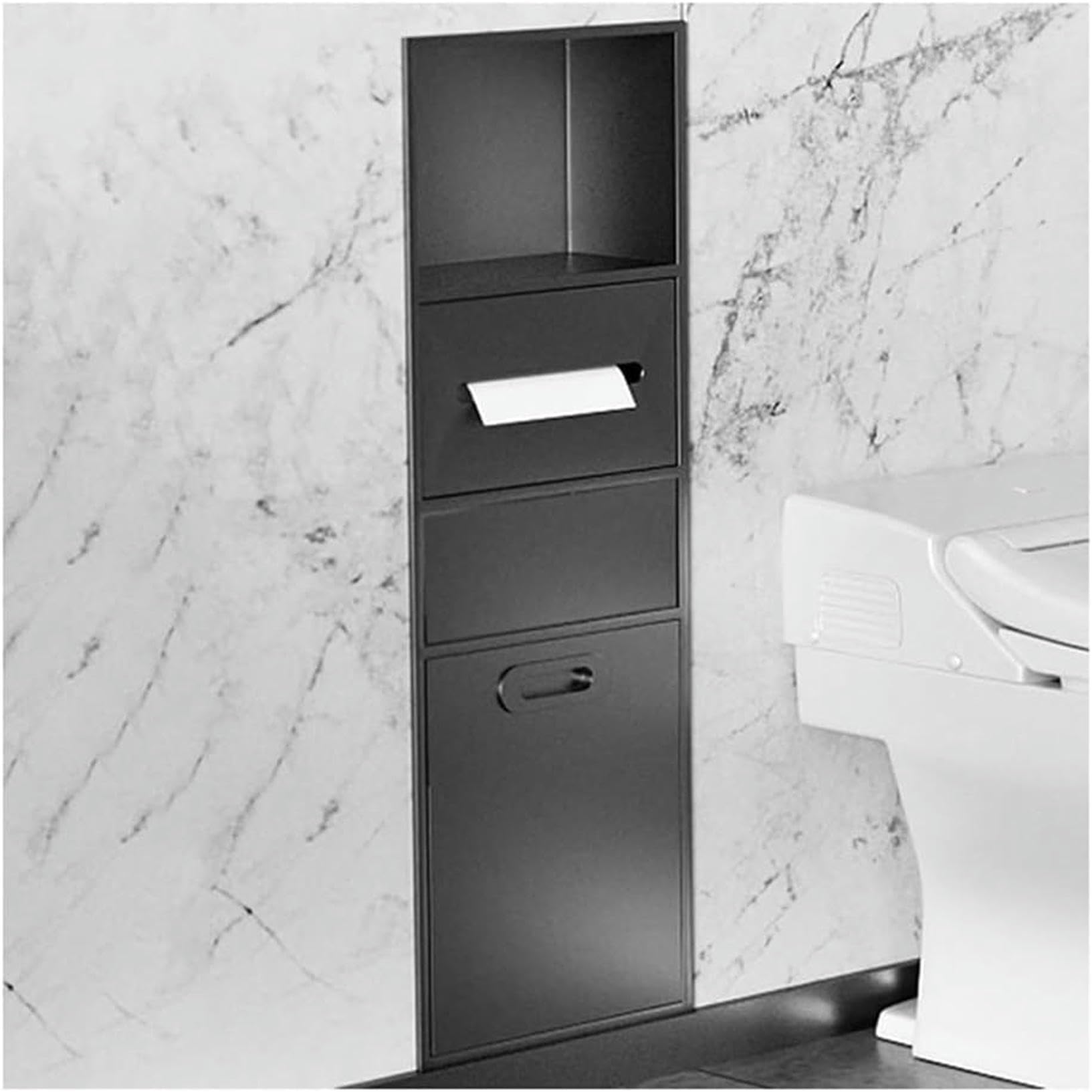 GFXYQPDNV Stylish Brushed Stainless Steel Shower Niche Caddy with Trash Can - Recessed Bathroom Shelf Organizer for Storage