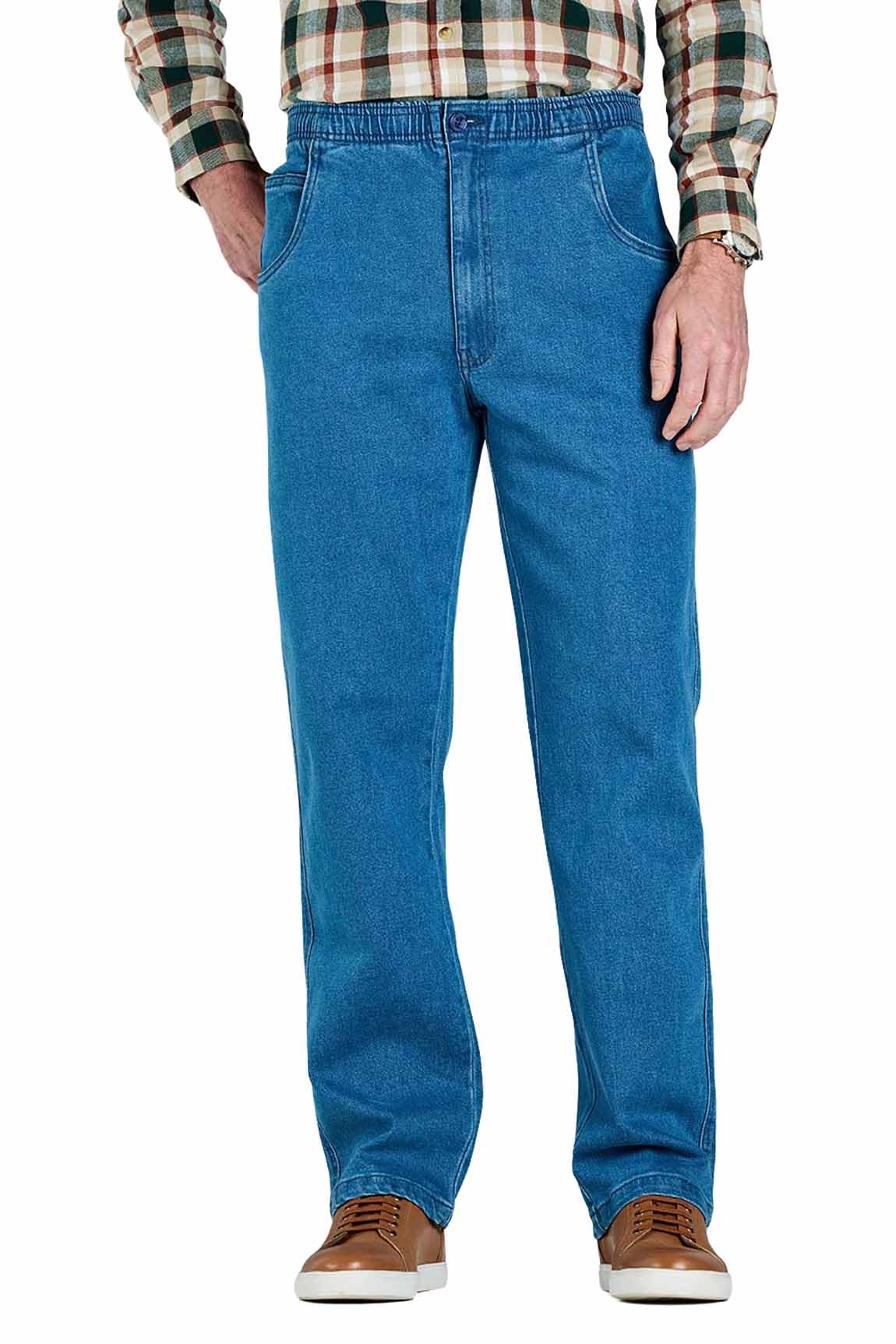 Chums Men's Comfort Fit Elasticated Waist Drawcord Denim Trouser Jeans Light Blue 46W / 27L