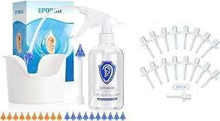 Ear Wax Removal Kit, Ear Cleaning Kit Includes Ear Bottle, Ear Wash Basin & 20 Reusable & 30 Disposable Tips- Safe, Effective & Easy to Use, w/Rigid Wand & Flex Wand- for Self & Family Use