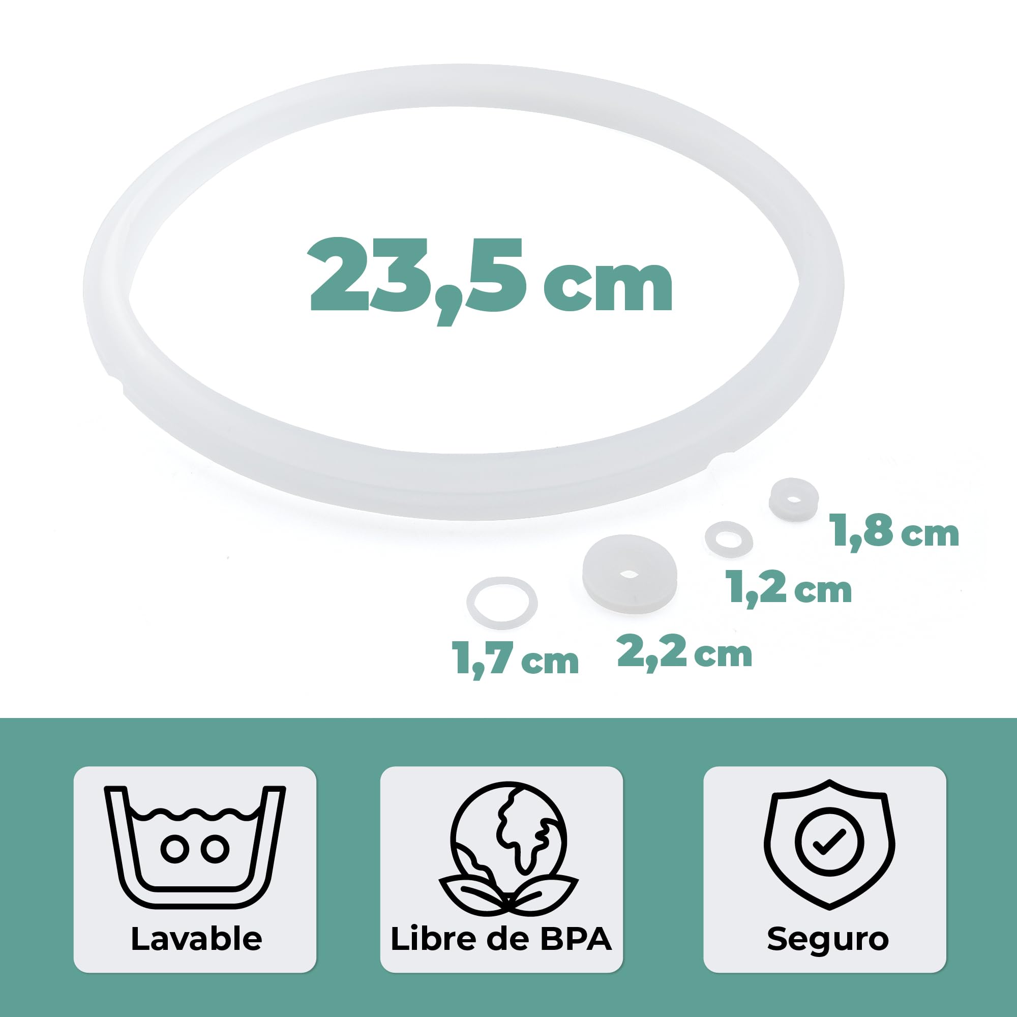 Pack 5 Gomas de Silicona para Ollas GM Compatible Series B C D E F G H Cocimix Diámetro 22 cm 5-6L Junta de Sellado