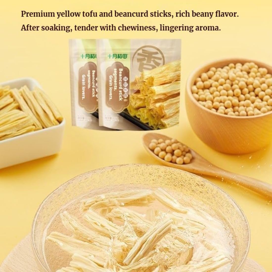 Getrocknete getrocknete Bohnenquark-Sticks, Yuba-Segmente 500g, Premium-Sojabohnen (fuzhu), keine Zusatzstoffe, vorgeschnittene weiche & zähe Yuba-Haut, perfekt zum Braten, Hot Pot, Eintopf