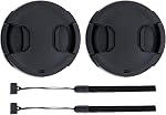 2-Pack 58mm Front Lens Cap Cover with Keeper for 58mm DSLR Mirrorless Lens | for Canon EOS Rebel T7 T6 T5 T100 4000D 2000D SL3 SL2 SL1 T8i T7i T6s T6i T5i T4i T3i T2i with EF-S 18-55mm Kit Lens & More