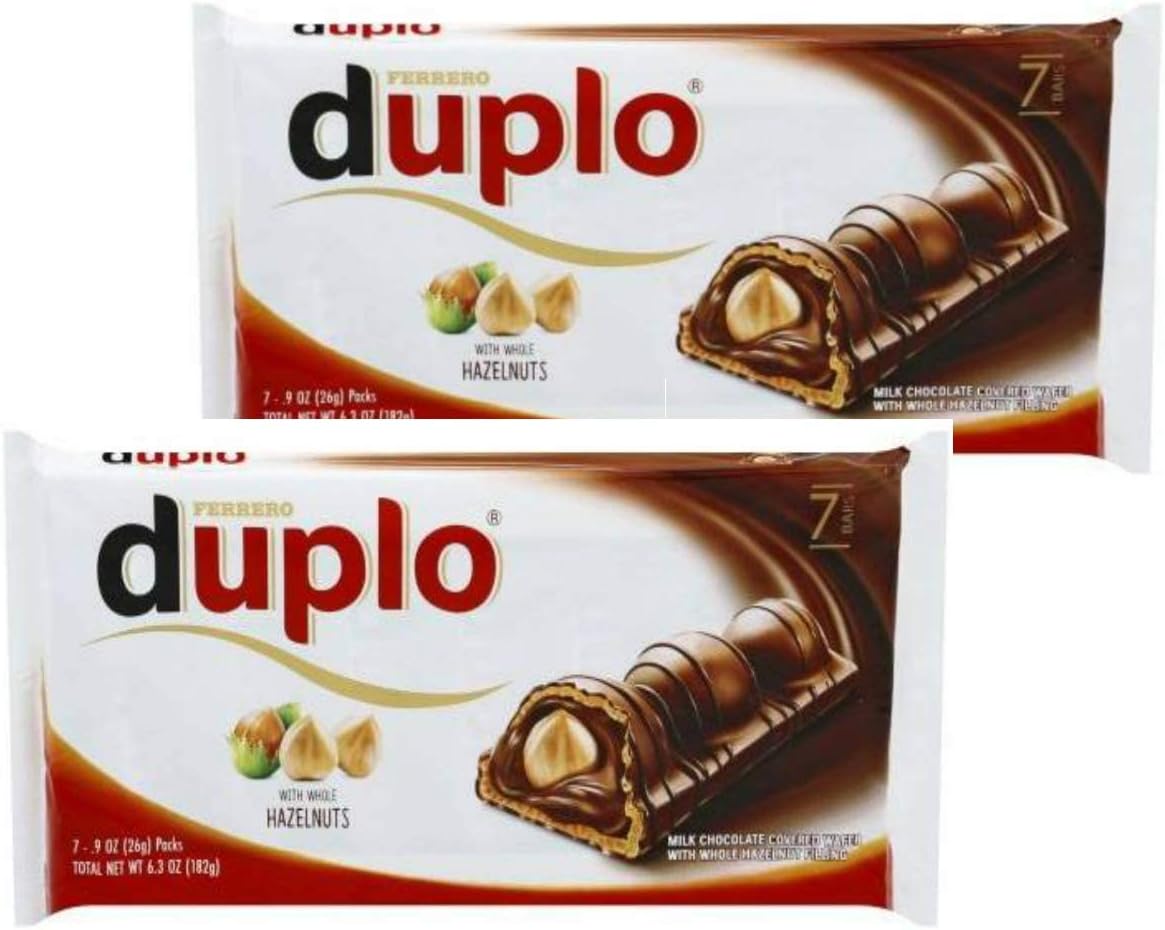 Ferrero Duplo Chocolate and Hazelnut Bars - 2 Packs 5 x .9oz bars, 10 pieces total