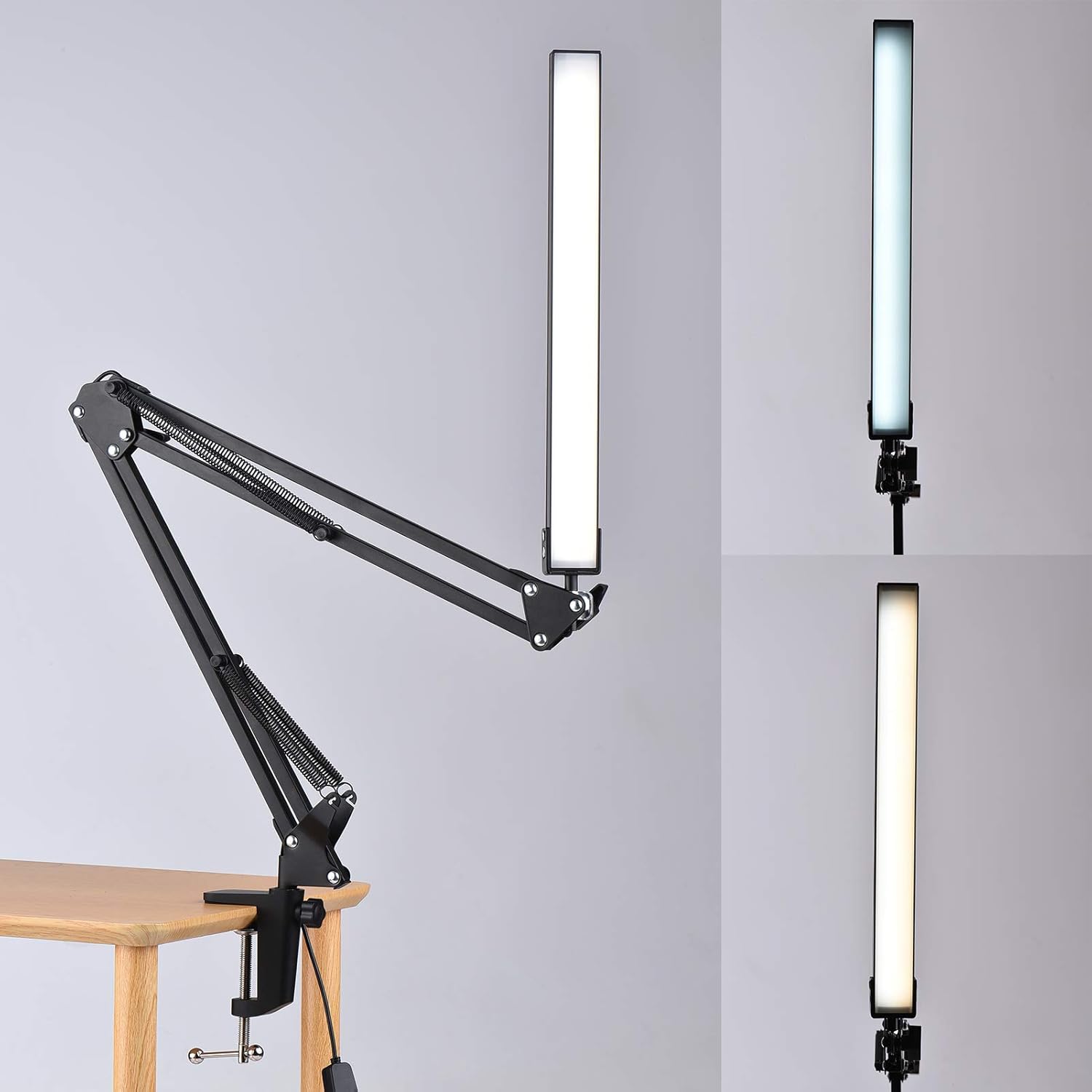 Flexible LED Desk Lamp with Clamp Eye-Caring 10W Adjustable Metal Swing Arm Lamp 10 Dimmable Brightness 3 Colors Modes with Memory Function USB Powered Architect Office Table Lamp Night for