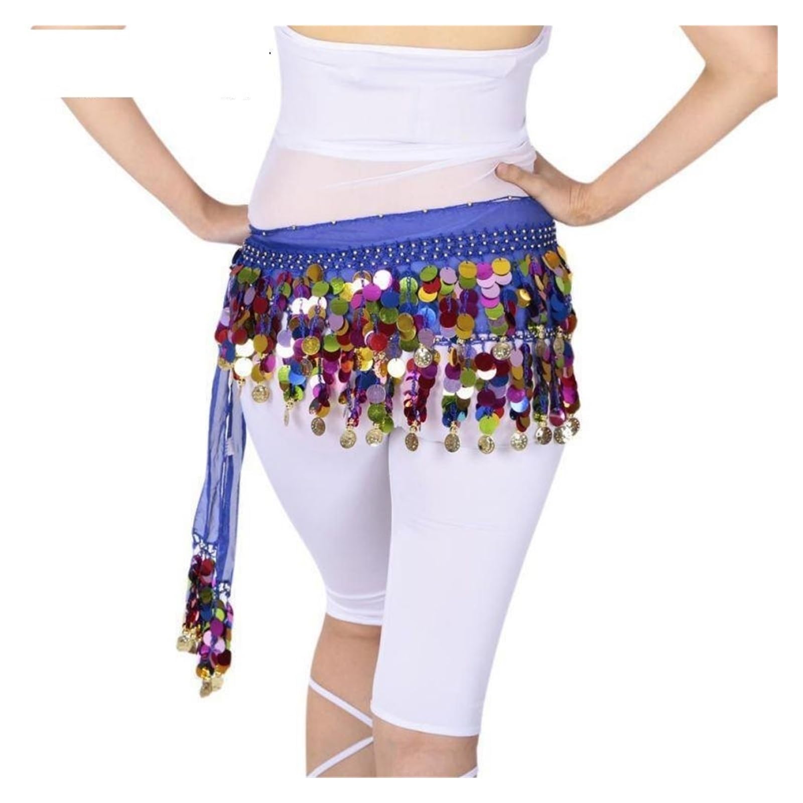 Cinturón de monedas para el vientre, con purpurina colorida, cinturón de triángulo, falda brillante para mujer, accesorio con borla y lentejuelas, disfraz