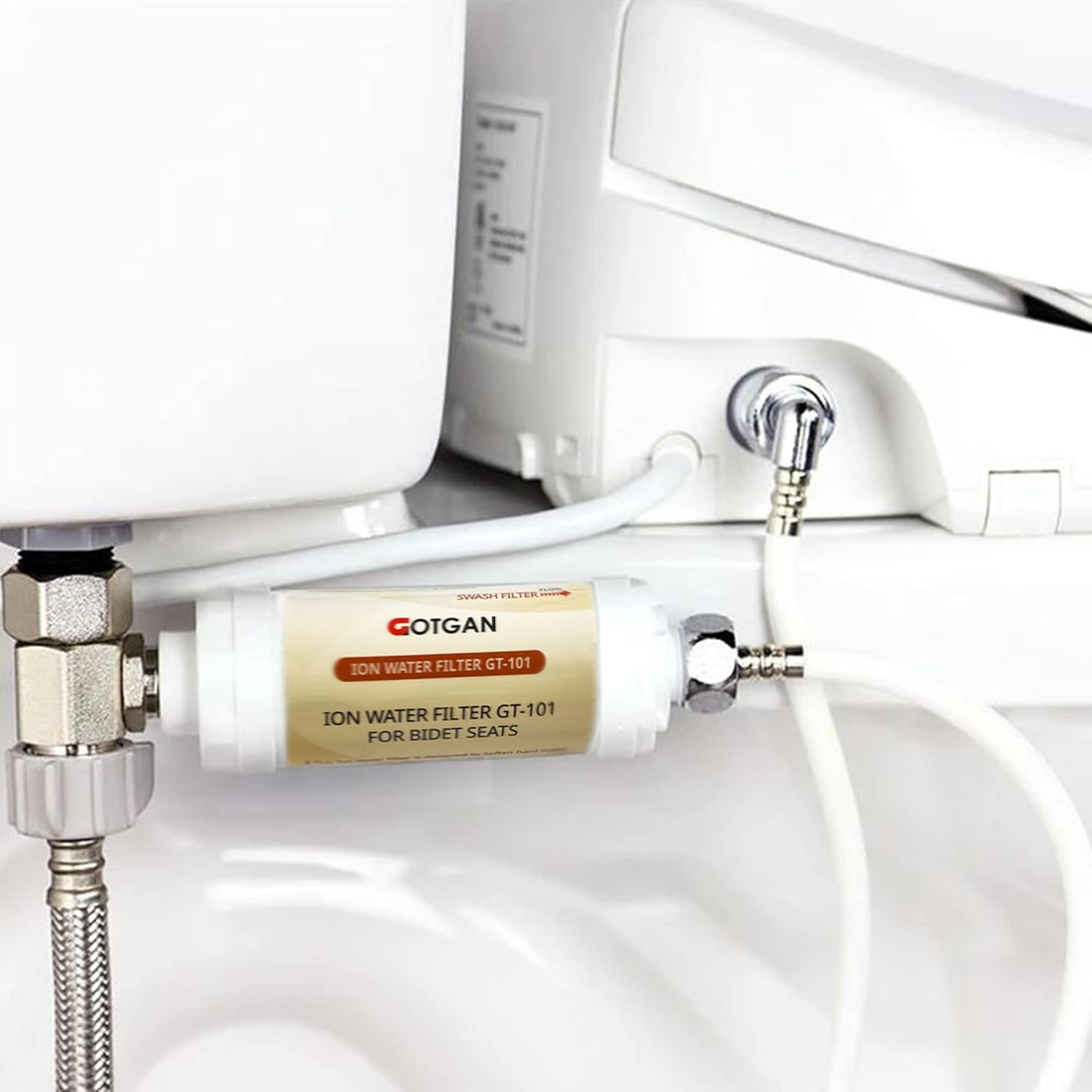 Bidet Ion Filter Replacement – Advanced Water Filter for Bidet Toilet, Shower, Sink - Bidet Seat Water Filter for ½-inch Water Hose – No Tool Installation – 4-6 Month Replacement - 3 Pieces