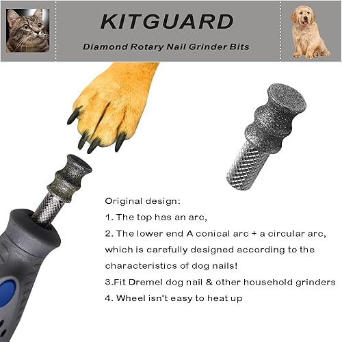 Miniatura 7 de KITGUARD Diamond Dremel - Brocas para amoladora de uñas de perro para herramienta rotativa, accesorio Dremel de 18 pulgadas, para amoladora de uñas