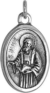 スターリングシルバー聖ジュードメダルネックレス オーバル 1.8 mm チェーン