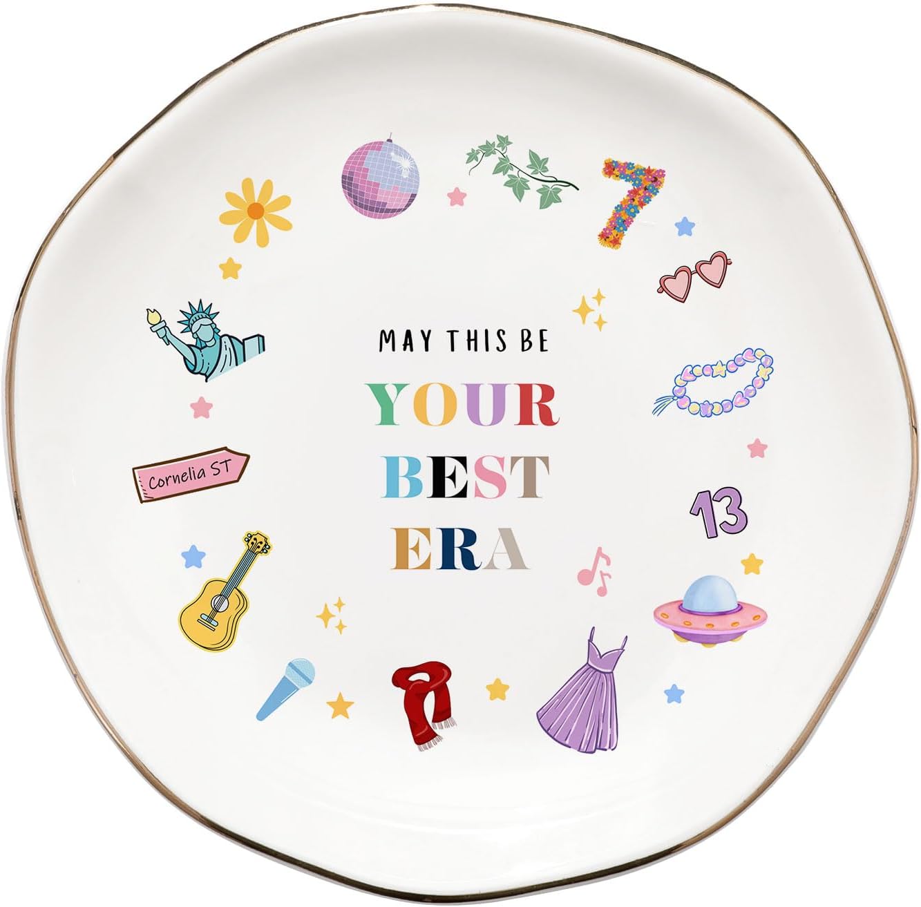 May This Be Your Best Era Ceramic Ring Dish, Jewelry Tray Birthday Christmas Gift for Girls Woman Mom Sisters Friends