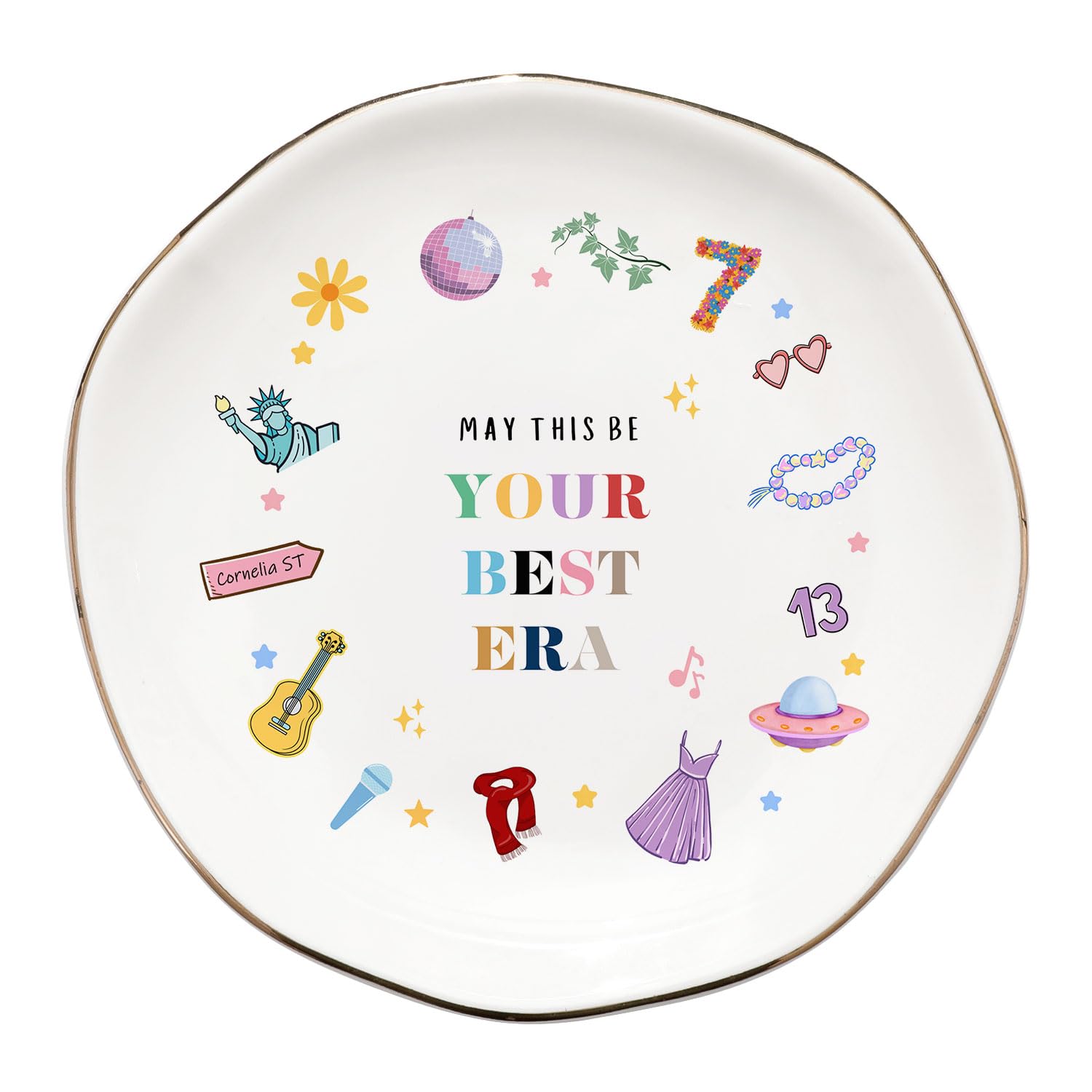May This Be Your Best Era Ceramic Ring Dish, Jewelry Tray Birthday Christmas Gift for Girls Woman Mom Sisters Friends