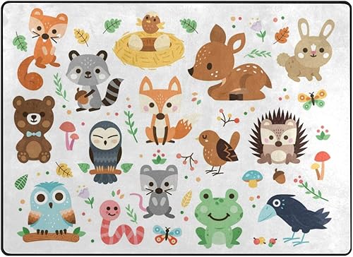 Vantaso Alfombras de espuma suave para cuarto de bebé, divertidos animales del bosque, antideslizantes, para niños, niñas, sala de juegos, sala de