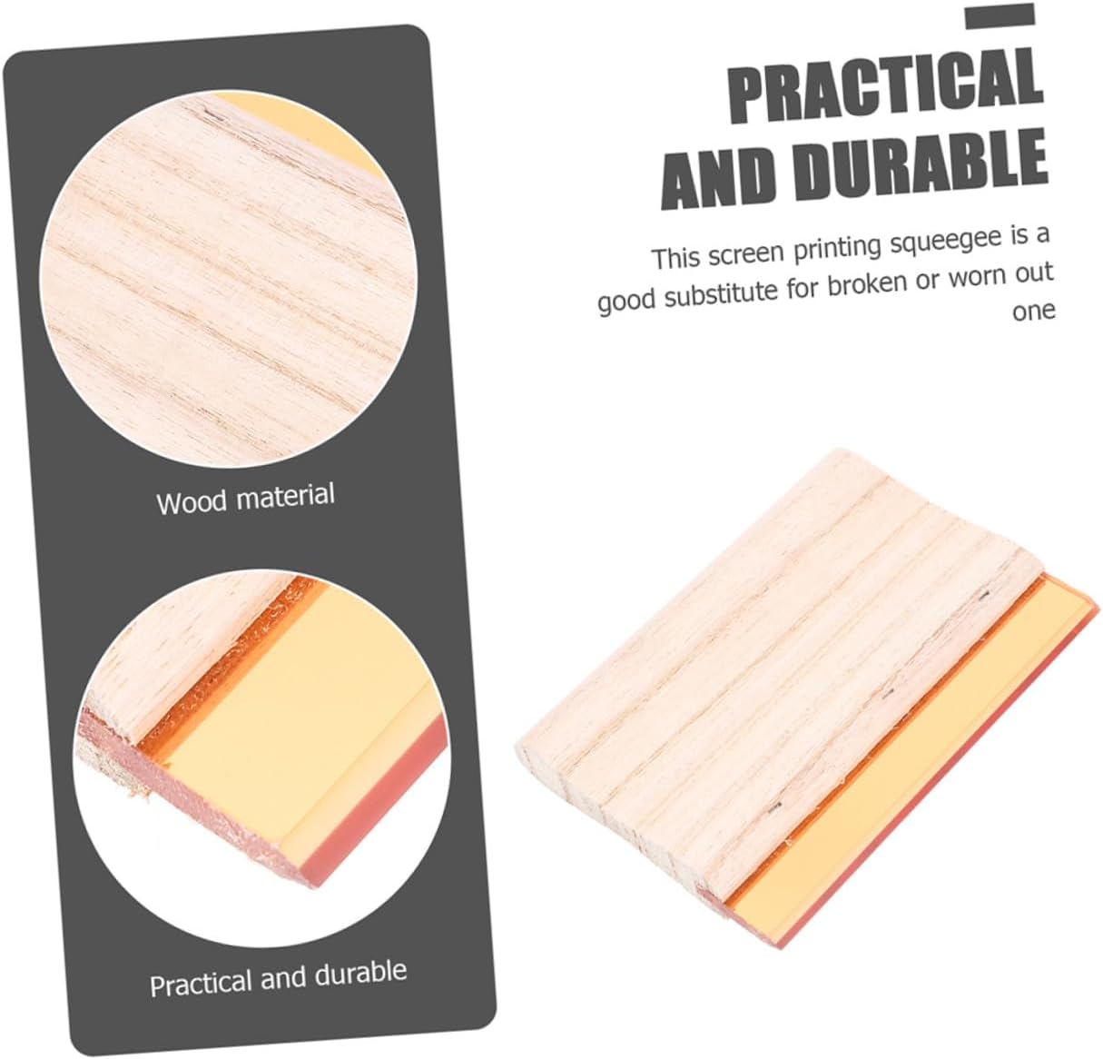 2Pcs Wooden Screen Printing Squeegee Ink Scraper for Water and Oil-Based Inks Handle DIY Printing Supplies