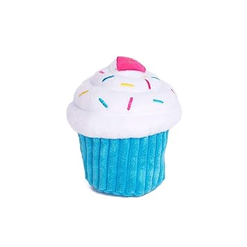 ZippyPaws - Cupcake Stuffed Plush Dog Toy with Two Squeakers - Blue