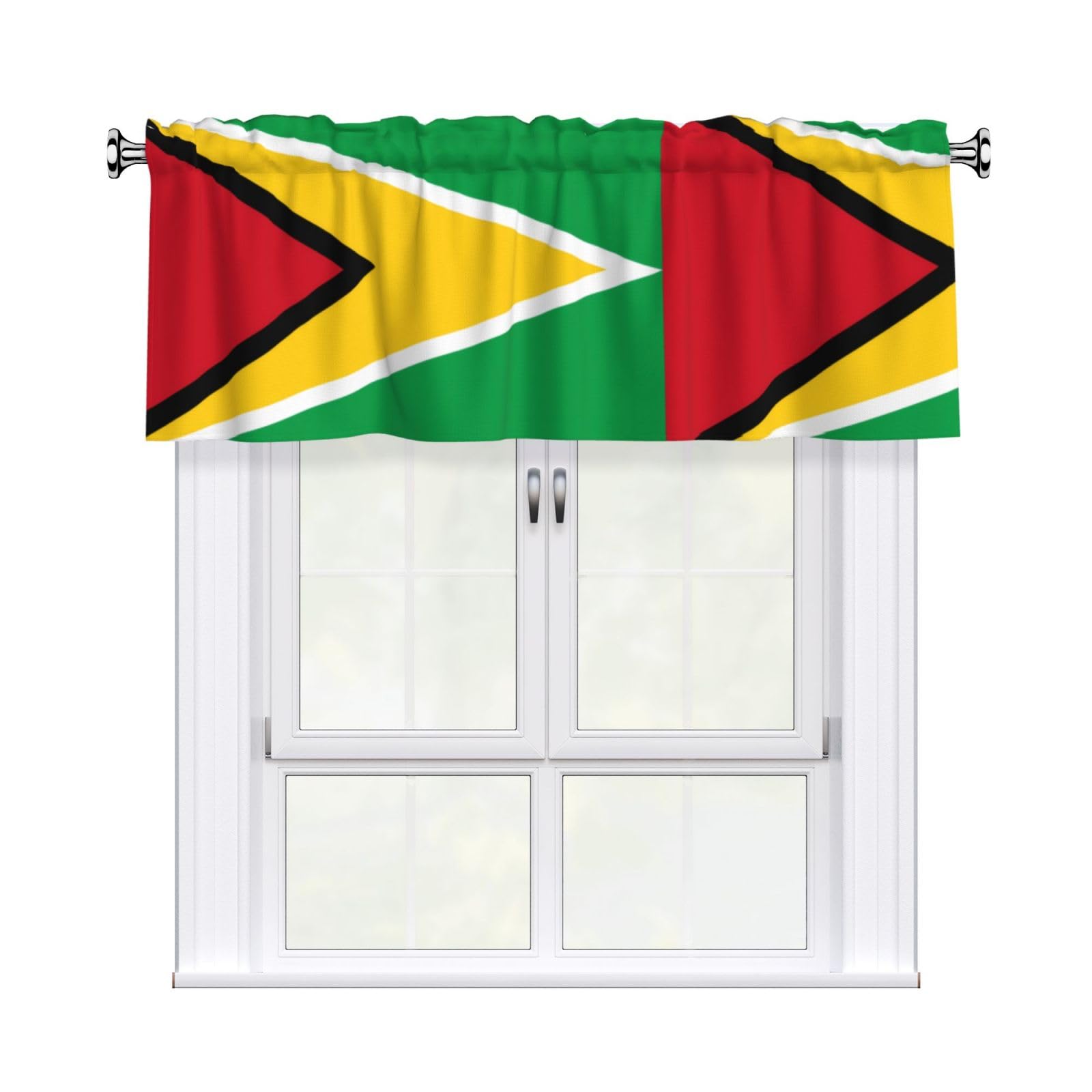 HJFCZH Flag of Guyana Prints Curtain Valance 54x18in - Peach Skin Kitchen Window Layer, Filtered Light & Quick-Install Rod Pocket Cover