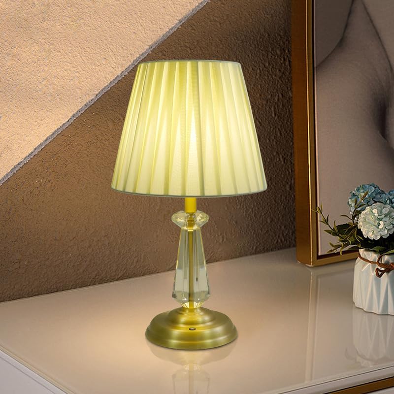 フレンチスタイルテーブルランプ 寝室ベッドサイド 3色調光 タッチスイッチ 布/ガラスシェード 書斎ダイニングバーカウンター用間接照