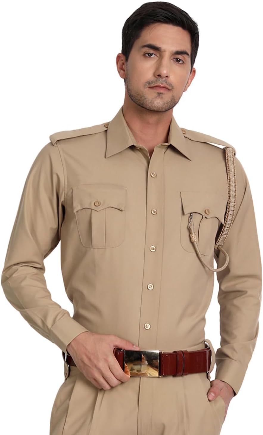 Khaki Full Sleeves Shirt for Men
