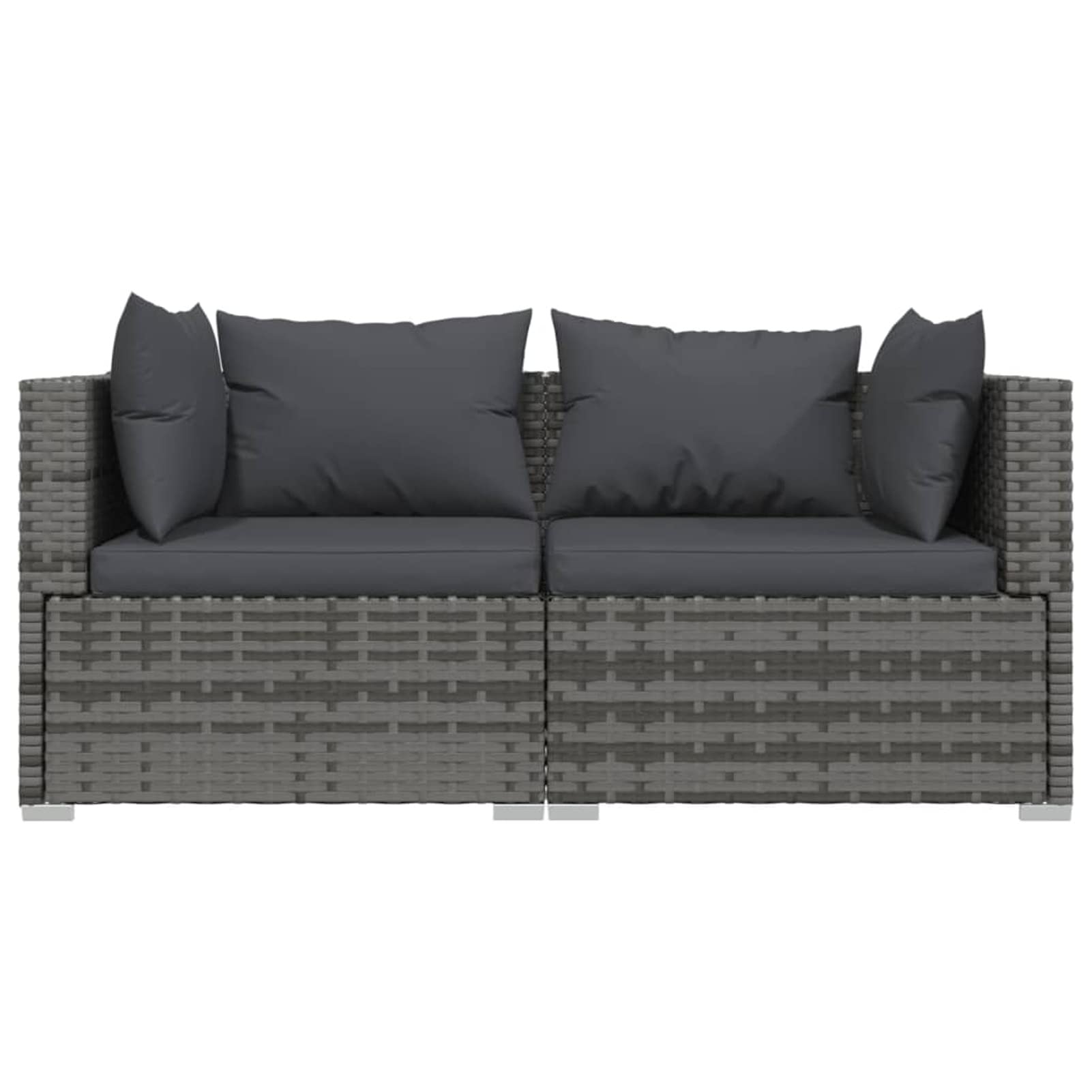 3pz Divano da Esterno, Salotto da Giardino, Divano Rattan, Divani da Giardino, Set Divano Giardino per Esterno, con Cuscini in Polyrattan Grigio