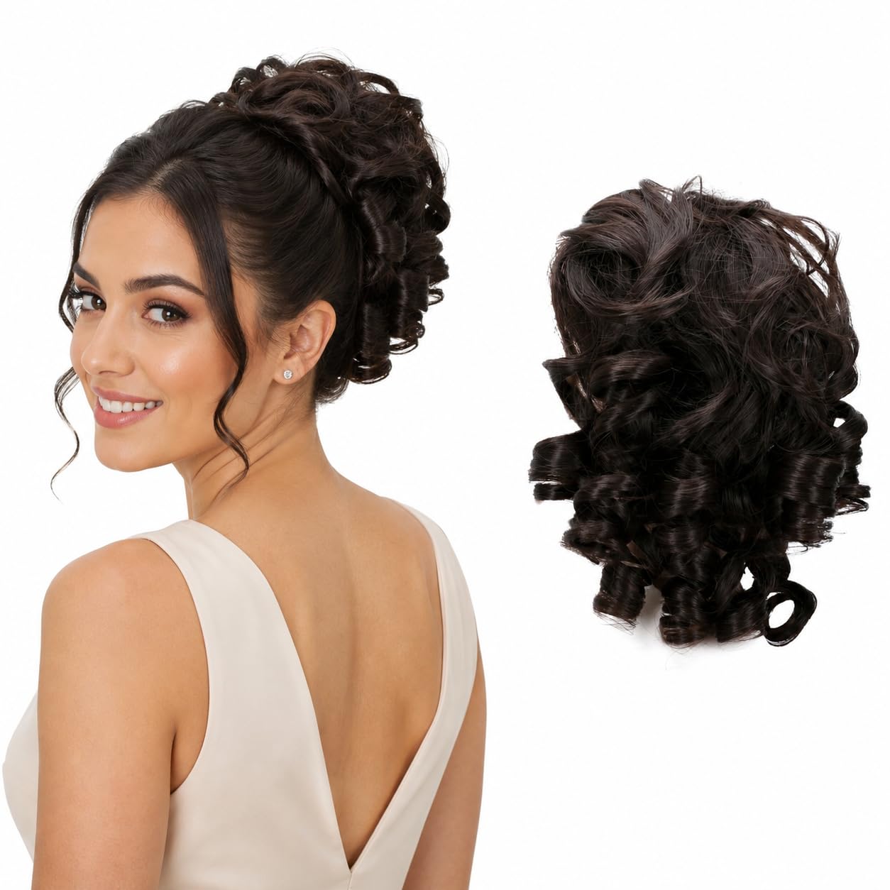CAISHA Jumbo Hairpiece Scrunchy Updo Voluminous Curly Messy Bun Chocolate Brown G31L
