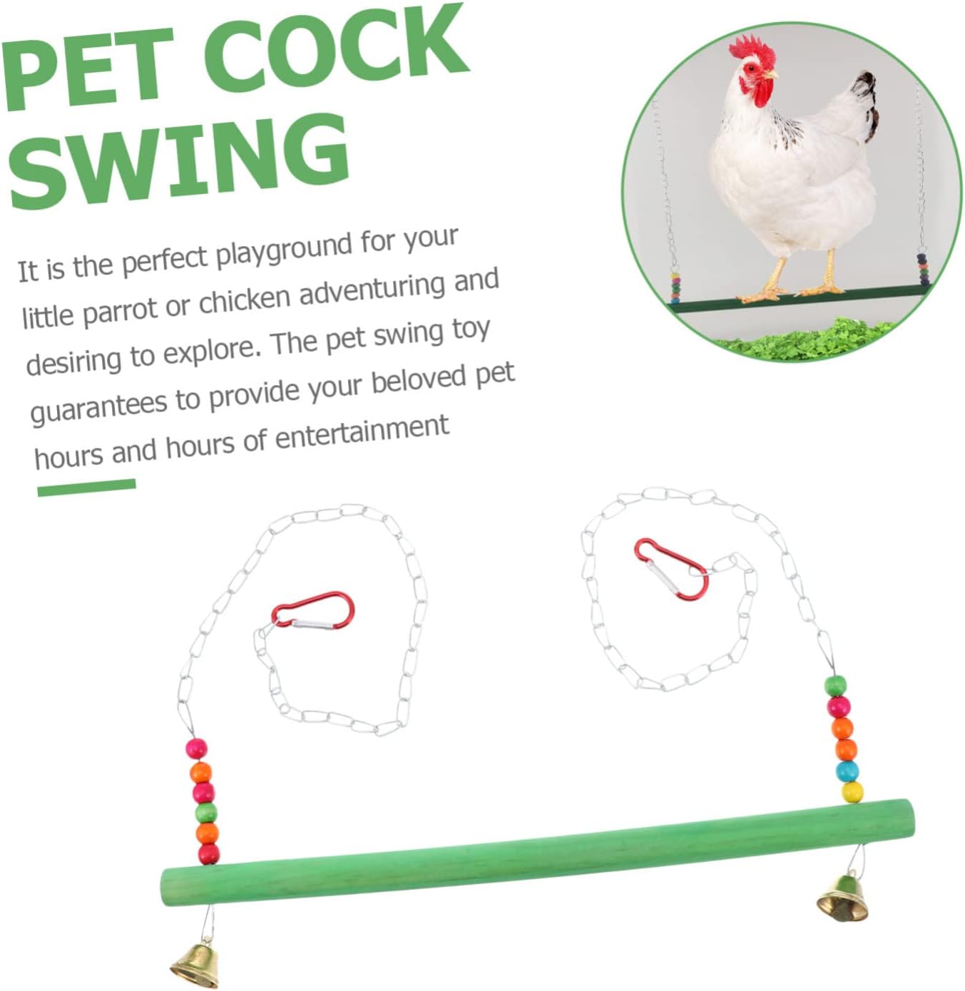 Garneck Wooden Chicken Swing Ladder PET Climbing Toy for Hens and Roosters Hanging Bridge Perch for Poultry Play Random Color