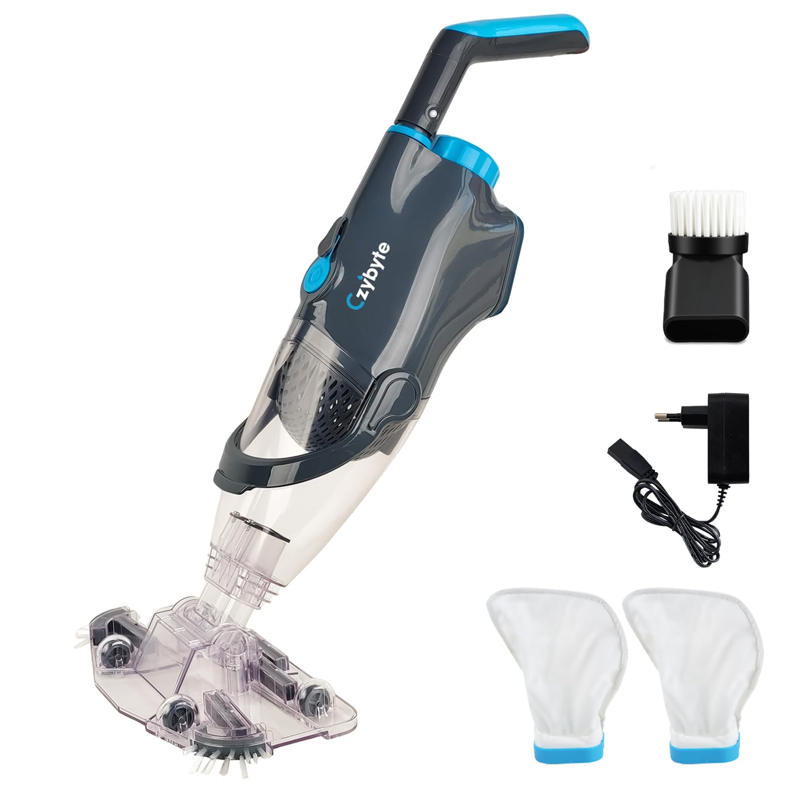Handheld Pool Vacuum Cleaner, Rechargeable Pool Bottom Cleaner with Strong Suction, 1 H Runtime,for Above Ground/Inground Pools, Spas and Hot Tubs, Grey