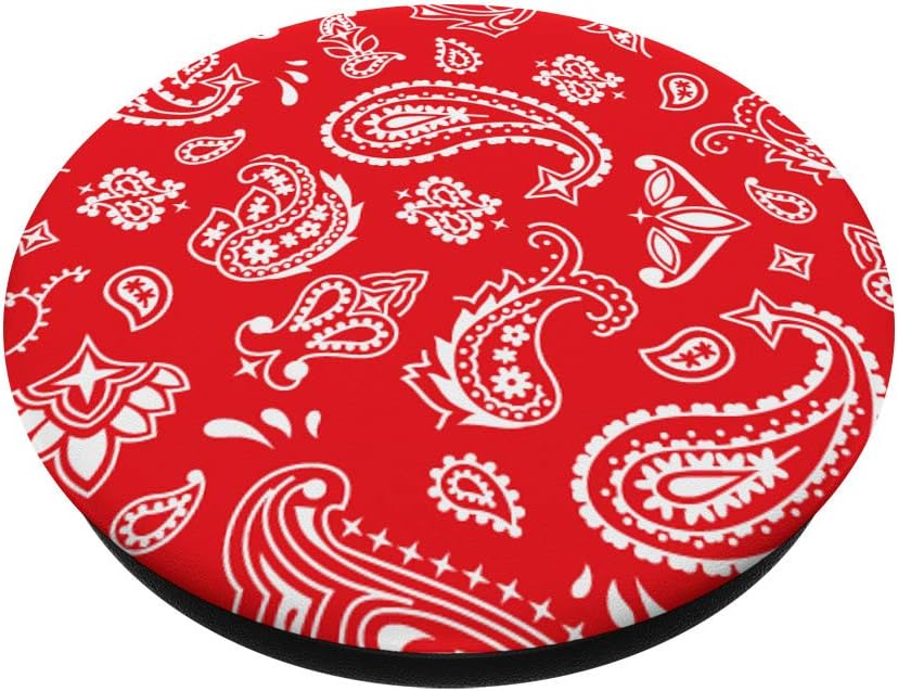 Classic Red White Paisley Bandana Phone PopSockets Grip and Stand for Phones and Tablets image 2