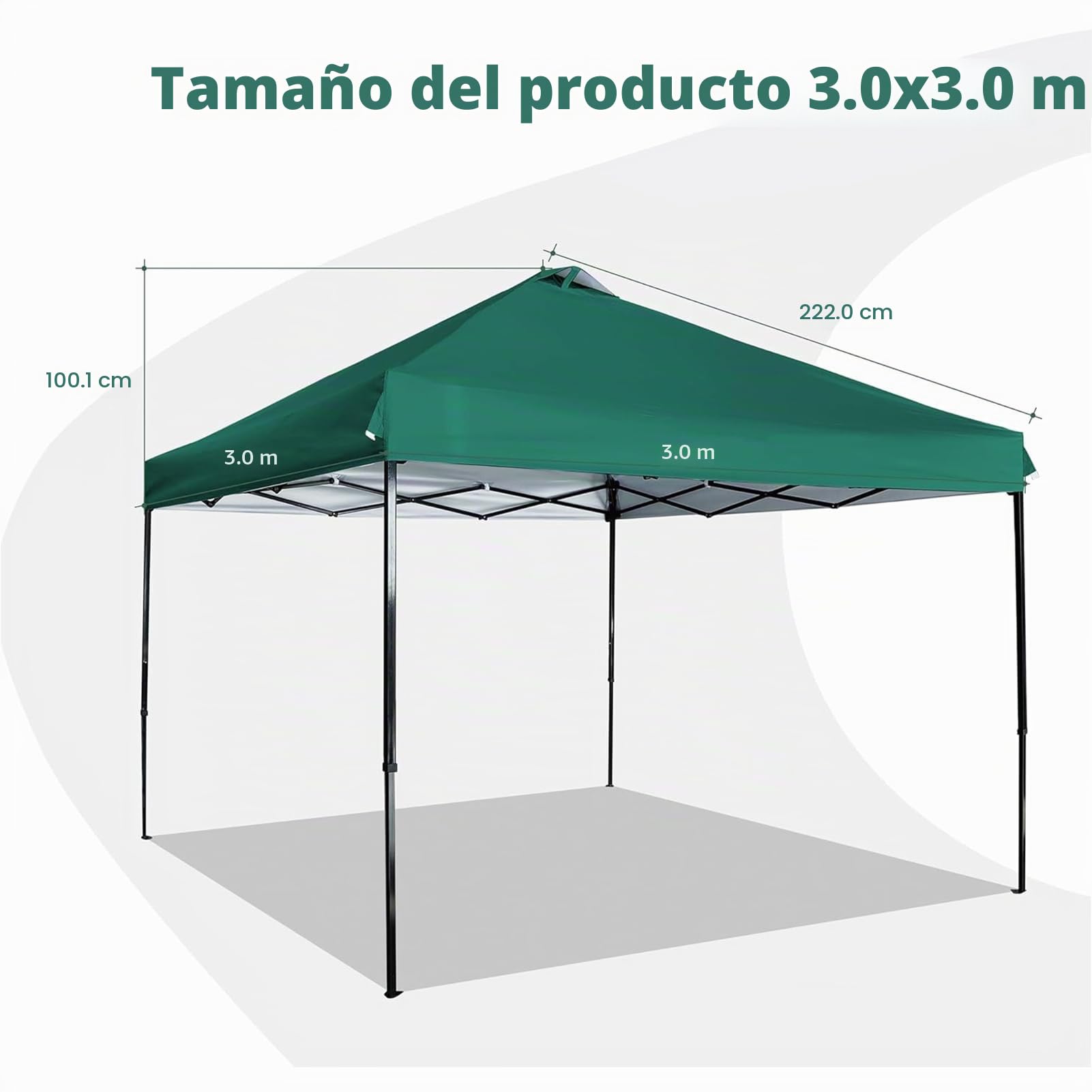 Lona de protección Solar de poliéster 300D Impermeable con Rejillas de ventilación, 300 x 300 cm, para Camping al Aire y exposiciones en el jardín