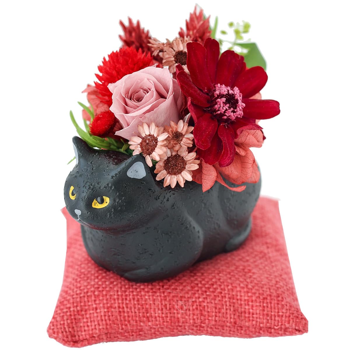 Amazon｜花由 プリザーブドフラワー 和風 くつろぎねこ 黒猫