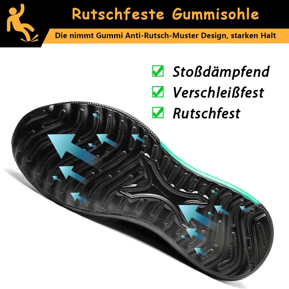 Sicherheitsschuhe Herren Leicht Arbeitsschuhe Damen Atmungsaktive Stahlkappenschuhe Sportlich rutschfeste Schutzschuhe Breathable Arbeitsturnschuhe mit Stahlkappe