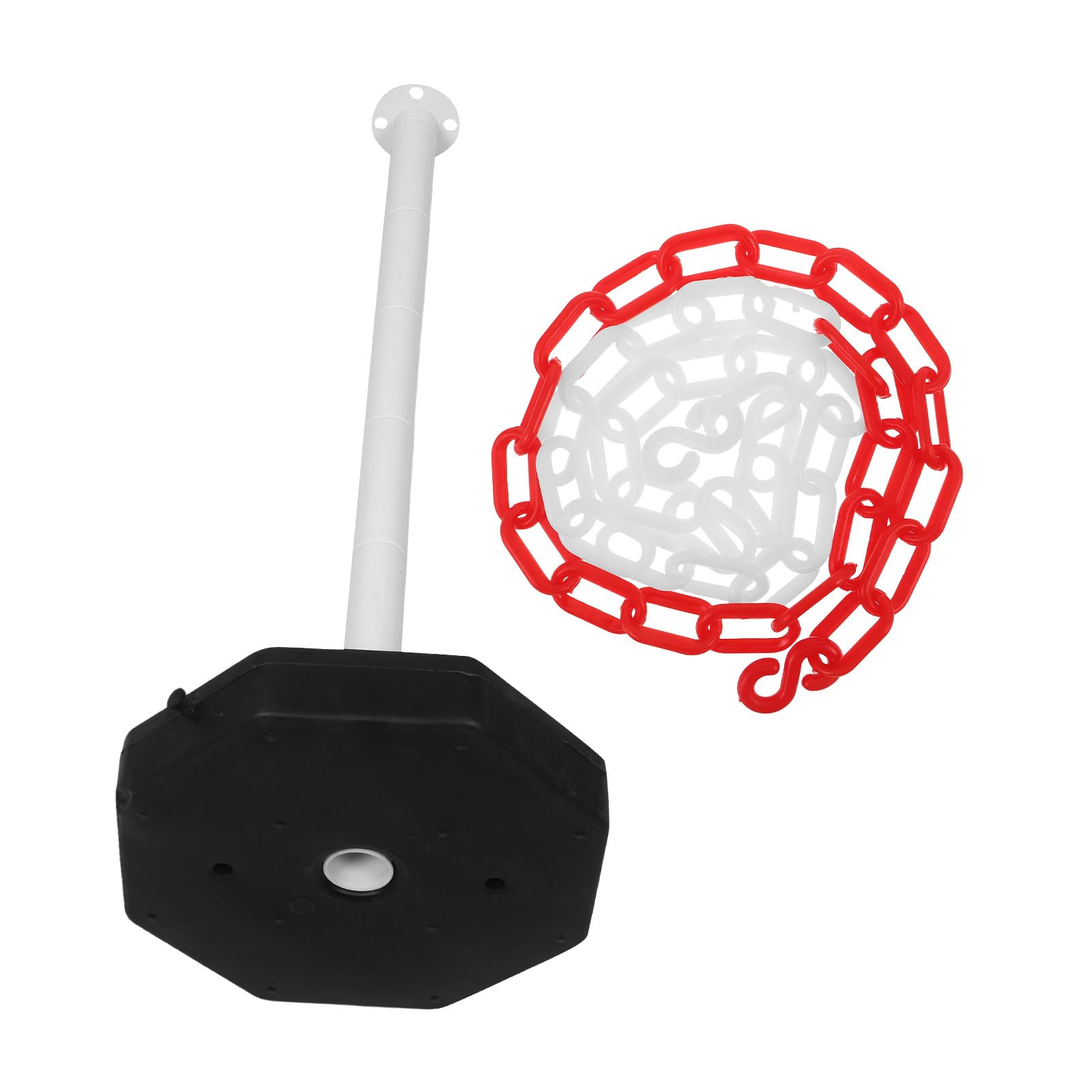 Barrière de sécurité en plastique blanc PLAFOPE avec chaîne rouge et blanche 1m