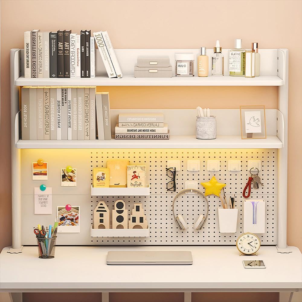 NUODWELL Scaffale organizer da scrivania, con morsetto, regolabile, libreria da tavolo per computer, con ripiani portaoggetti e pannello forato, per la privacy dell'ufficio e scrivania da gioco