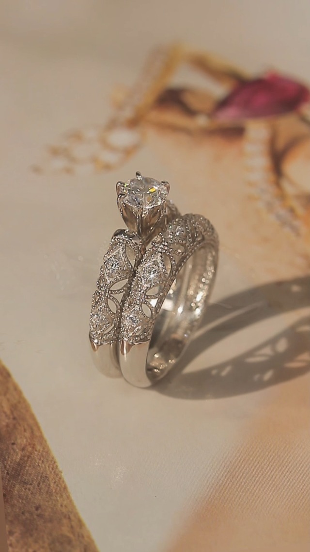 Amazon.com: 925 Sterling Silver Wedding Ring Set, 0.7 Carat Round