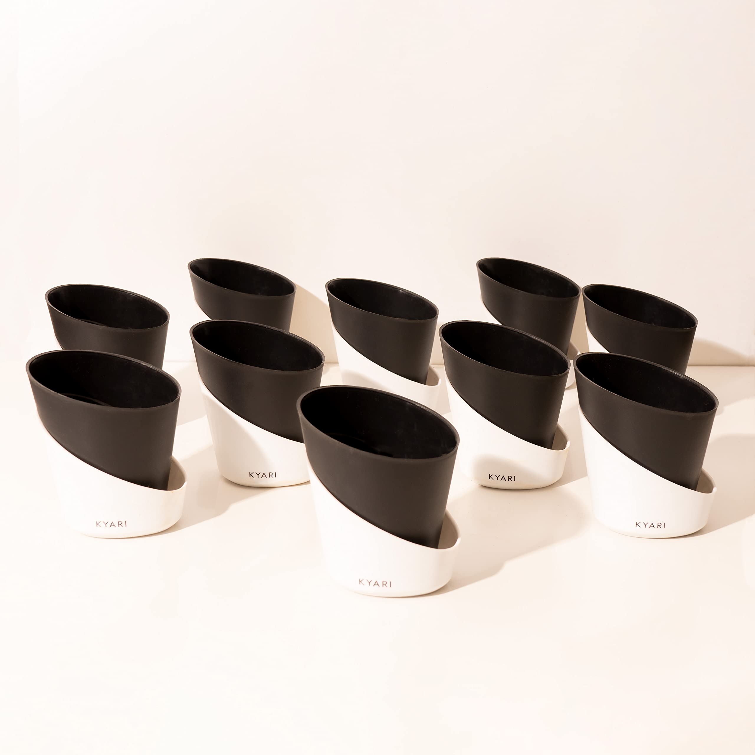 KYARI Combo of 10 Matte Black Self-Watering Pots for indoor plants, Best Flower Pots & Planters for Home Decor, Living Room, Kitchen, Bedroom, Table Top, Office, Gifting | Plants not included (B0BV28XBTR) Amazon Price History, Amazon Price Tracker