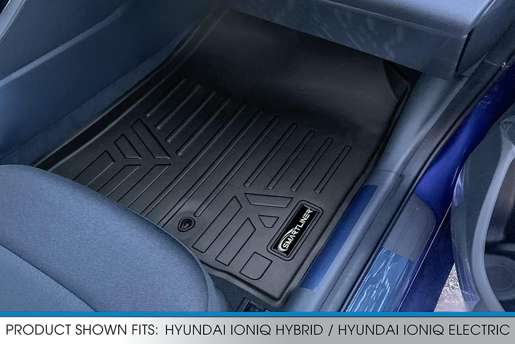 SMARTLINER Custom Floor Mats 2 Row Liner Set Compatible with 2017-2022 Hyundai Ioniq