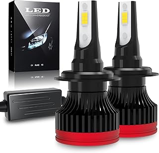 H7 LED Headlight Bulbs 16000LM Bright 500% Brightest 6500K Cool White Hi/Lo Beam LED Headlight Halogen Conversion Kit Kit with 12 Larger CSP Chips, Pack of 2