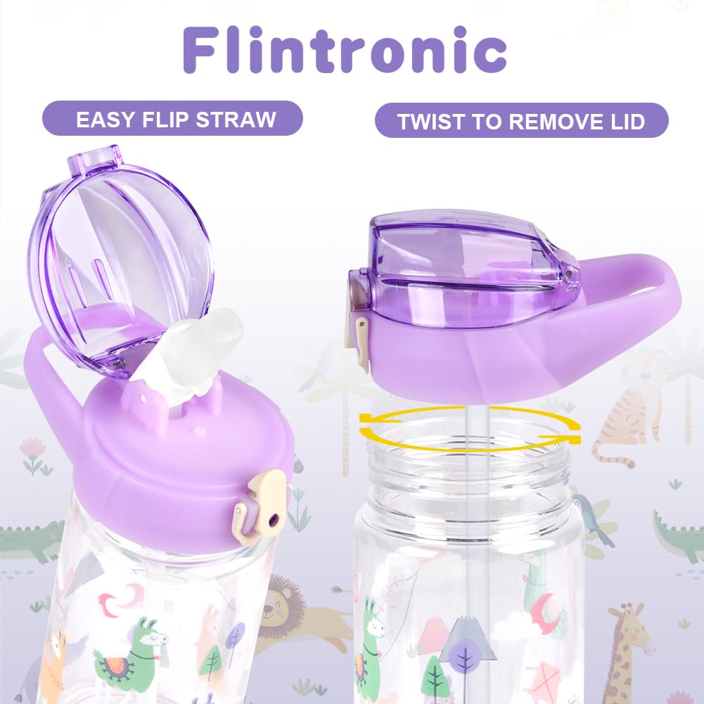 flintronic Borraccia Bambini, 500ML Borraccia per Bambini Senza BPA, Bottiglia Acqua con Cannuccia, Bottiglia d'Acqua a Prova di Perdita, Regalo per Bambini