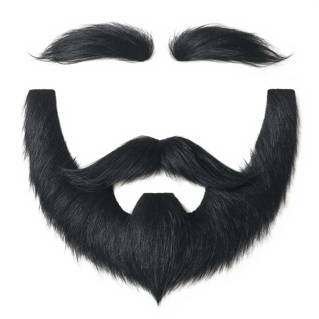 DIY Self Adhesive Fake Mustache Set Fake Beard Material Novelty Mustaches for Costume and Halloween Festival Party