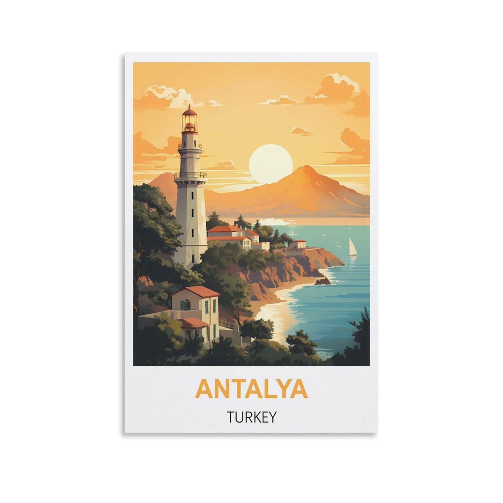Vintage Metal Tin Sign Antalya Turkey Kitchen Bar Novelty Gift Metal Tin Wall Décor Sign 15x30cm