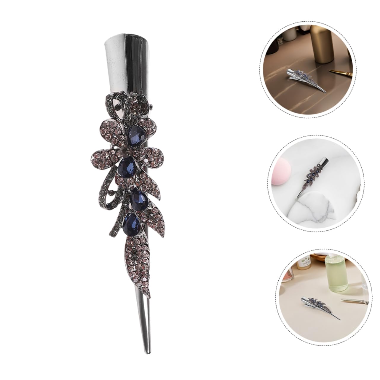 12 Stck. Teiliges Retro Metall Haarklammern Set mit Funkelnden Kristallen Starke Haftung Vielseitig Einsetzbar für Damen Französische Haarspangen für Kurze Haare Eleganter