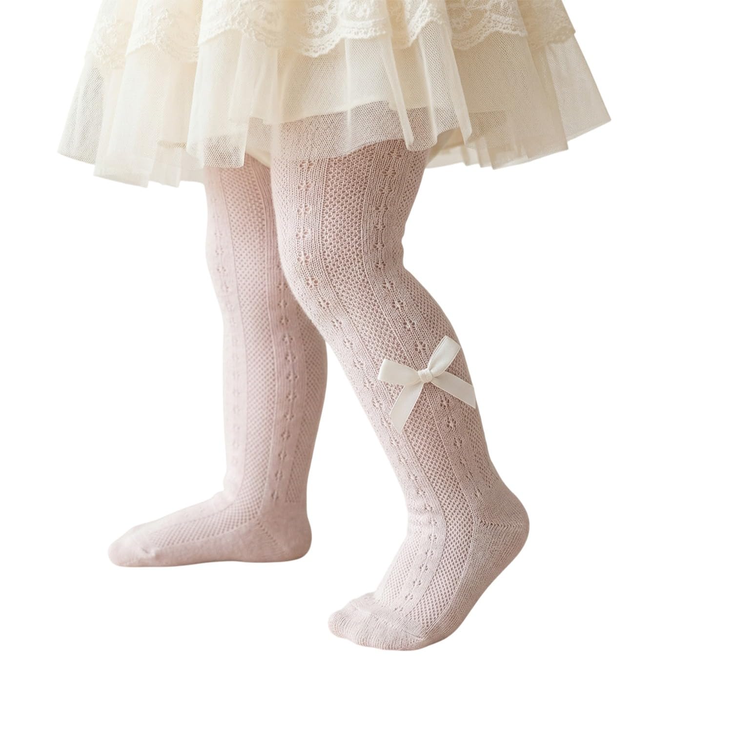 syga Baby Girls' Anti-Mosquito Cotton Thin Mesh Stockings with Bow Design, Size M 6-12 Months(White)-picture-10
