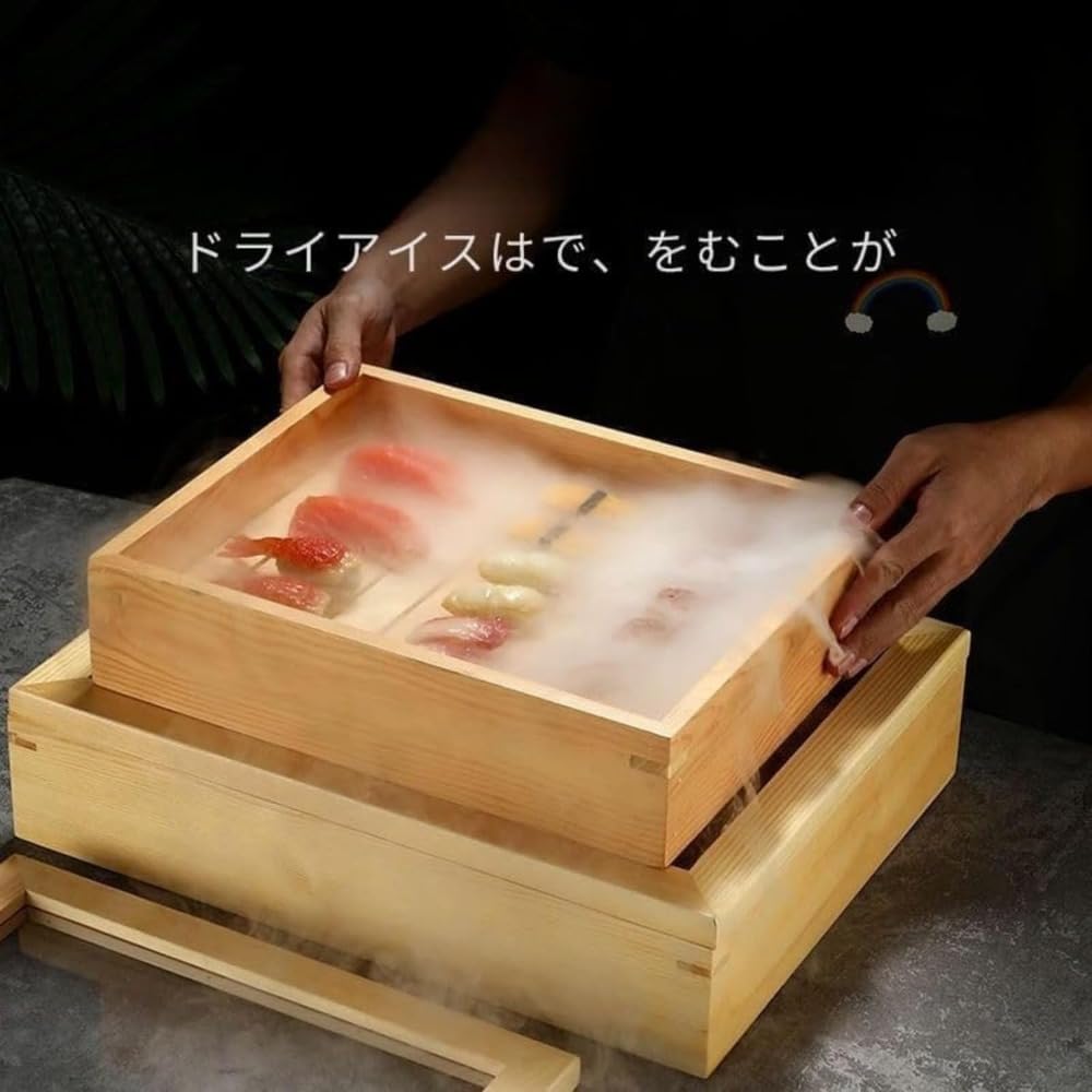 Amazon.co.jp: Zxyler 寿司ネタケース 大サイズ アクリル蓋付き パイン