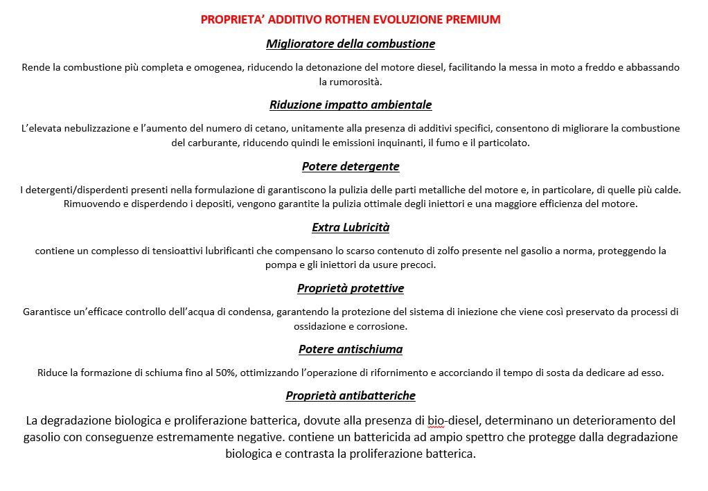 ROTHEN Evoluzione Premium, Additivo Multifunzionale per Gasolio, Miglioratore di Cetano (1LITRO)