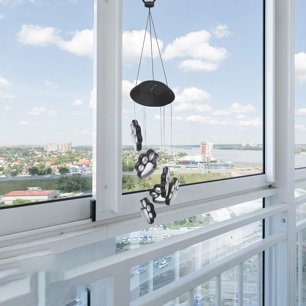 Happyyami 2 zestawy wiszących dzwonków wiatrowych z diodami LED zasilanymi energią słoneczną, ozdoba do ogrodu, balkonu, patio, ścieżki
